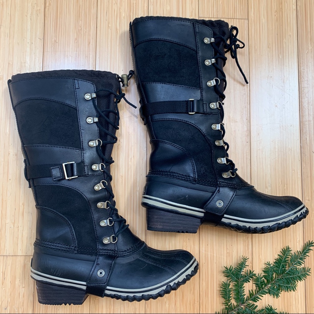 SOREL Carly Conquest II tall black winter boots, 9